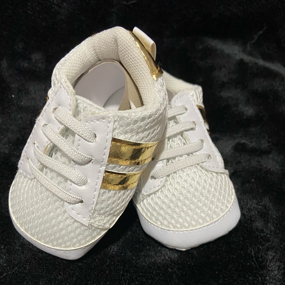 Baby Girl My First Shoes White & Gold